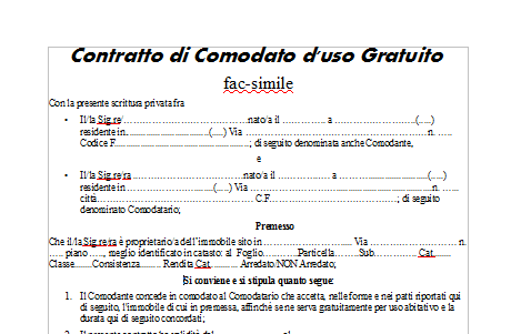 Comodato d'uso gratuito