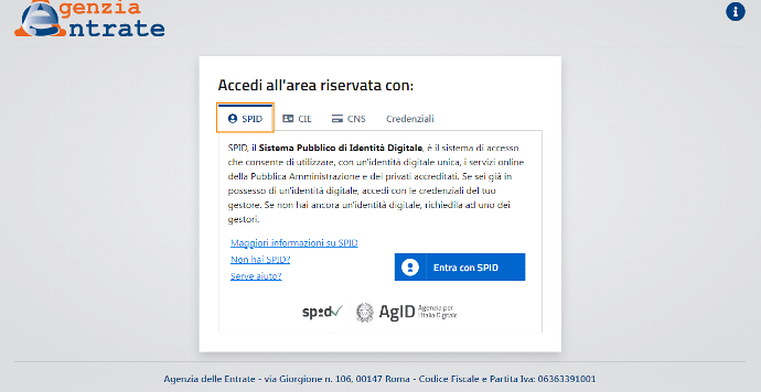 accesso area riservata
