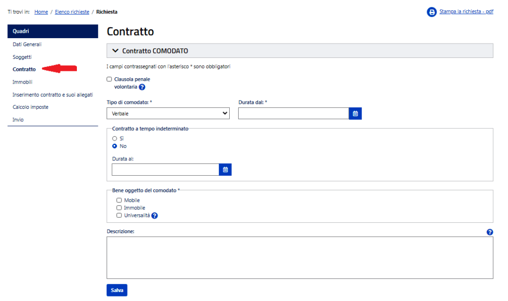 reg comodato contratto